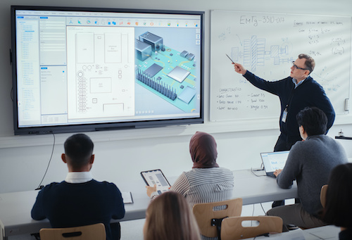 An interactive whiteboard includes many modern features that help enhance active learning and increase engagement